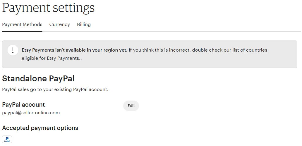 Способи прийому платежів у роботі з магазинами Etsy: